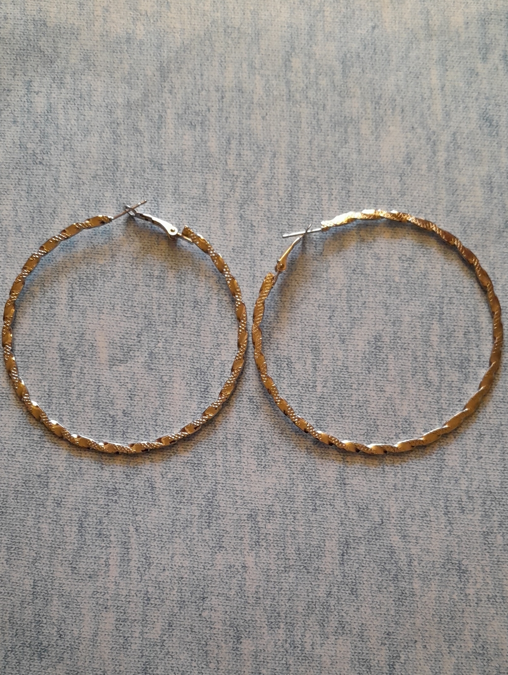 Silver Twisted Hoop Earrings - Women's Fashion Jewelry